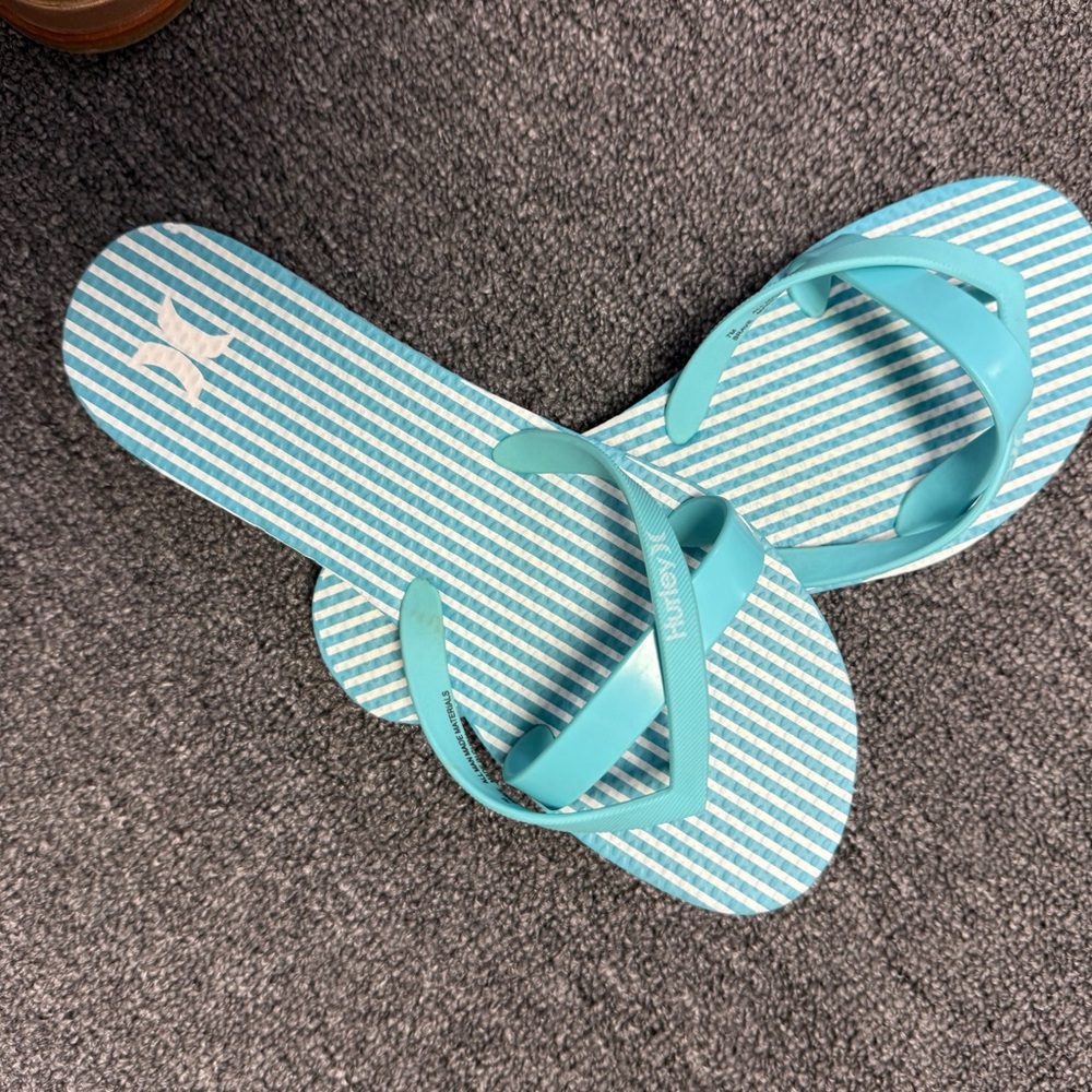 Hurley Aqua Striped Flip Flops